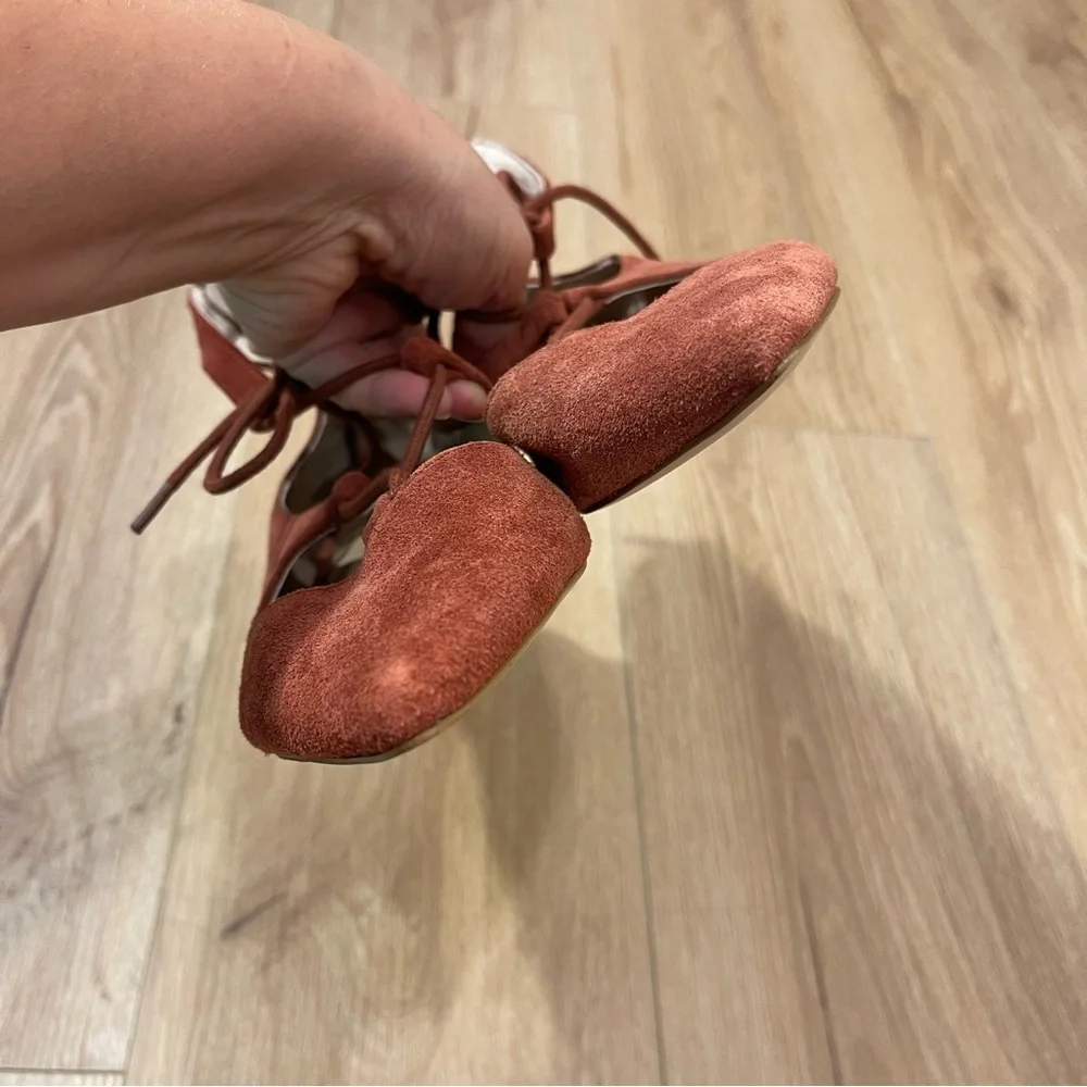 Saks Fifth Avenue Women's orange Rust Suede Lace Loafer s Flats‎ Women’s Size 7